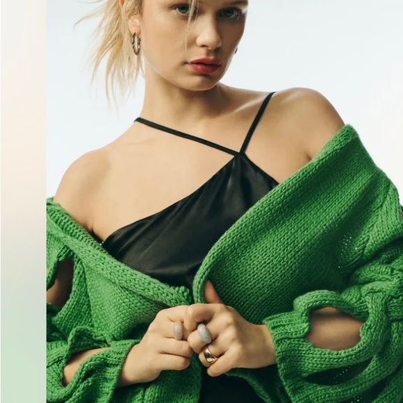 Anthropologie Braided Cardigan Sweater Cutout Sleeve Green One Size
NWT $140 - Picture 3 of 10